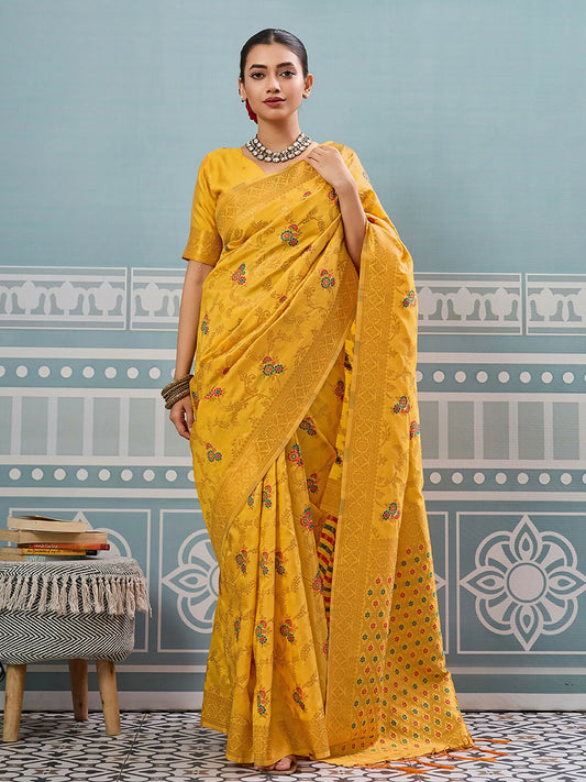 Shree Shyam Fashion Yellow Silk Saree