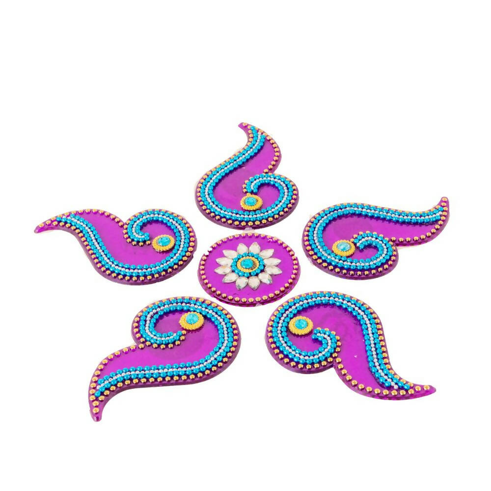 Kundan HandiKrafts Curved Designer Rangoli Purple (Baby) - Grab2buy