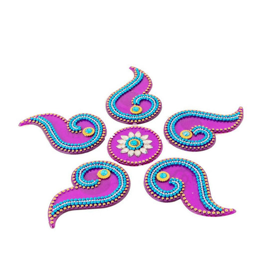 Kundan HandiKrafts Curved Designer Rangoli Purple (Baby) - Grab2buy