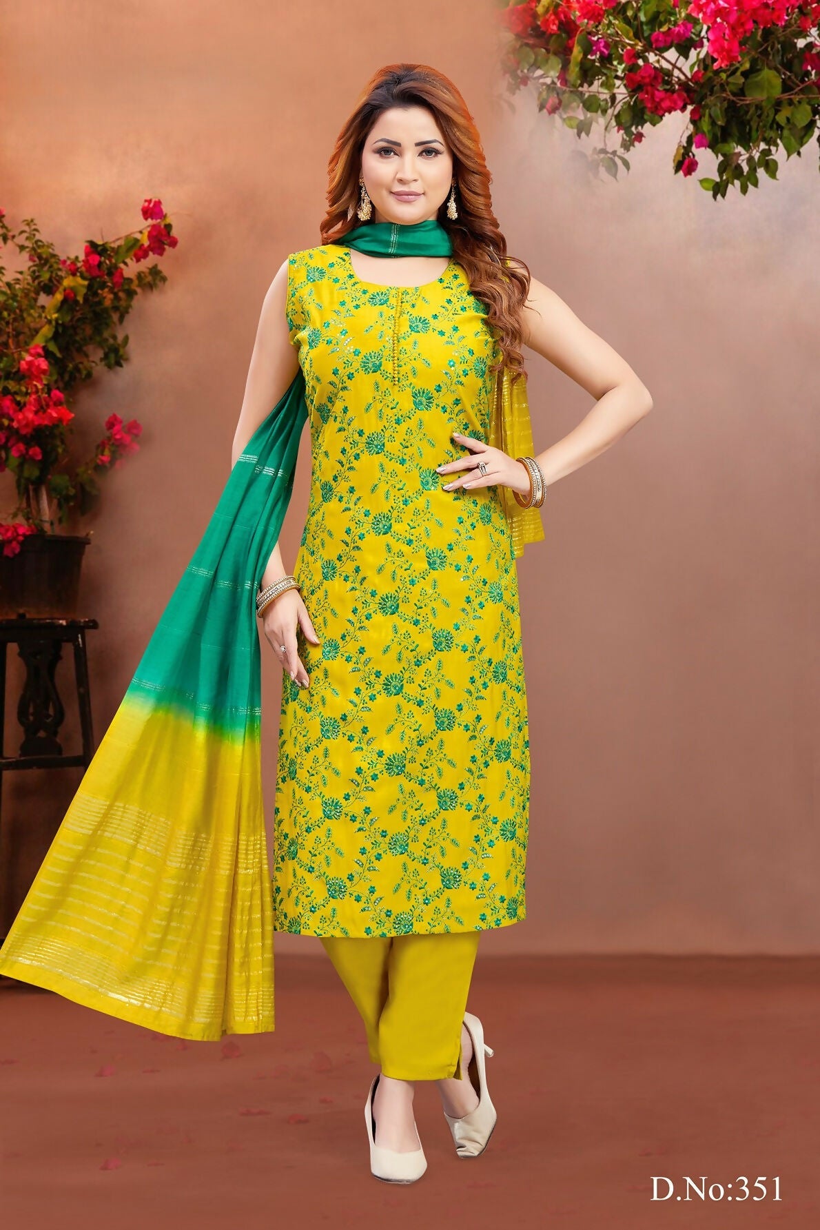 Joban Fashion Women Soft Silk Lemon Round Neck Emroidery Kurta Set