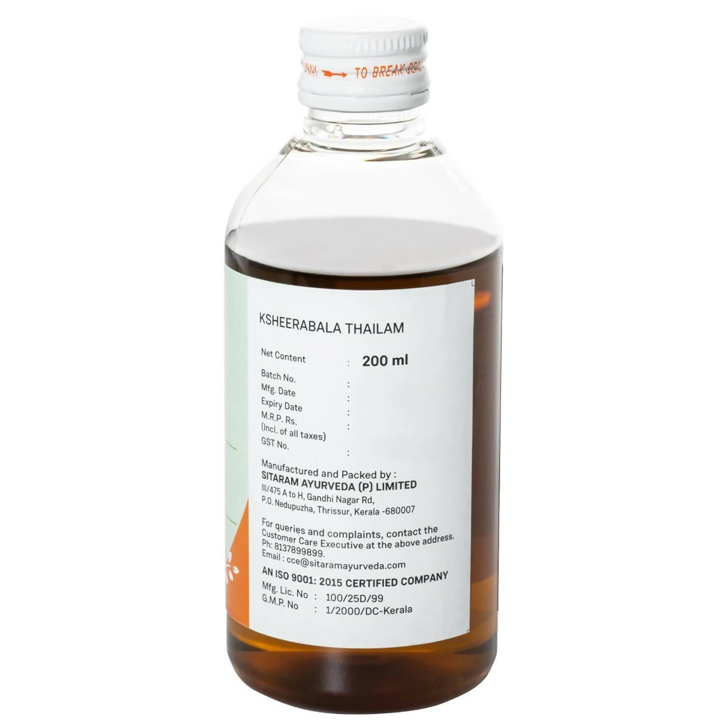 Sitaram Ayurveda Ksheerabala Thailam - Grab2buy