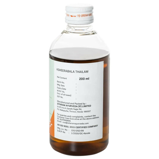 Sitaram Ayurveda Ksheerabala Thailam - Grab2buy