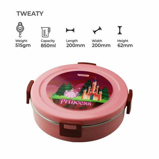 Dubblin Tweaty Stainless Steel Round Lunch Box - Grab2buy