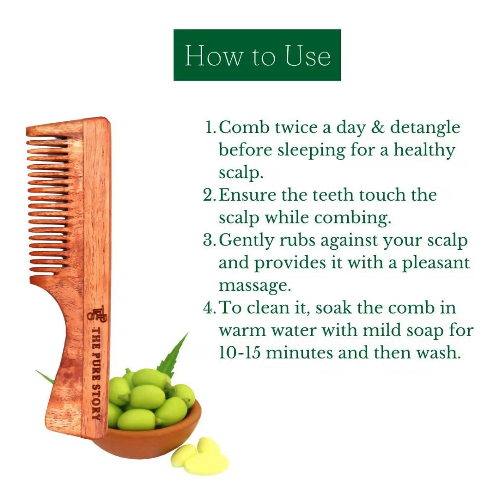 The Pure Story Oil Infused Neem Wood Handle Comb  Grab2Buy The Pure Story Grab2Buy