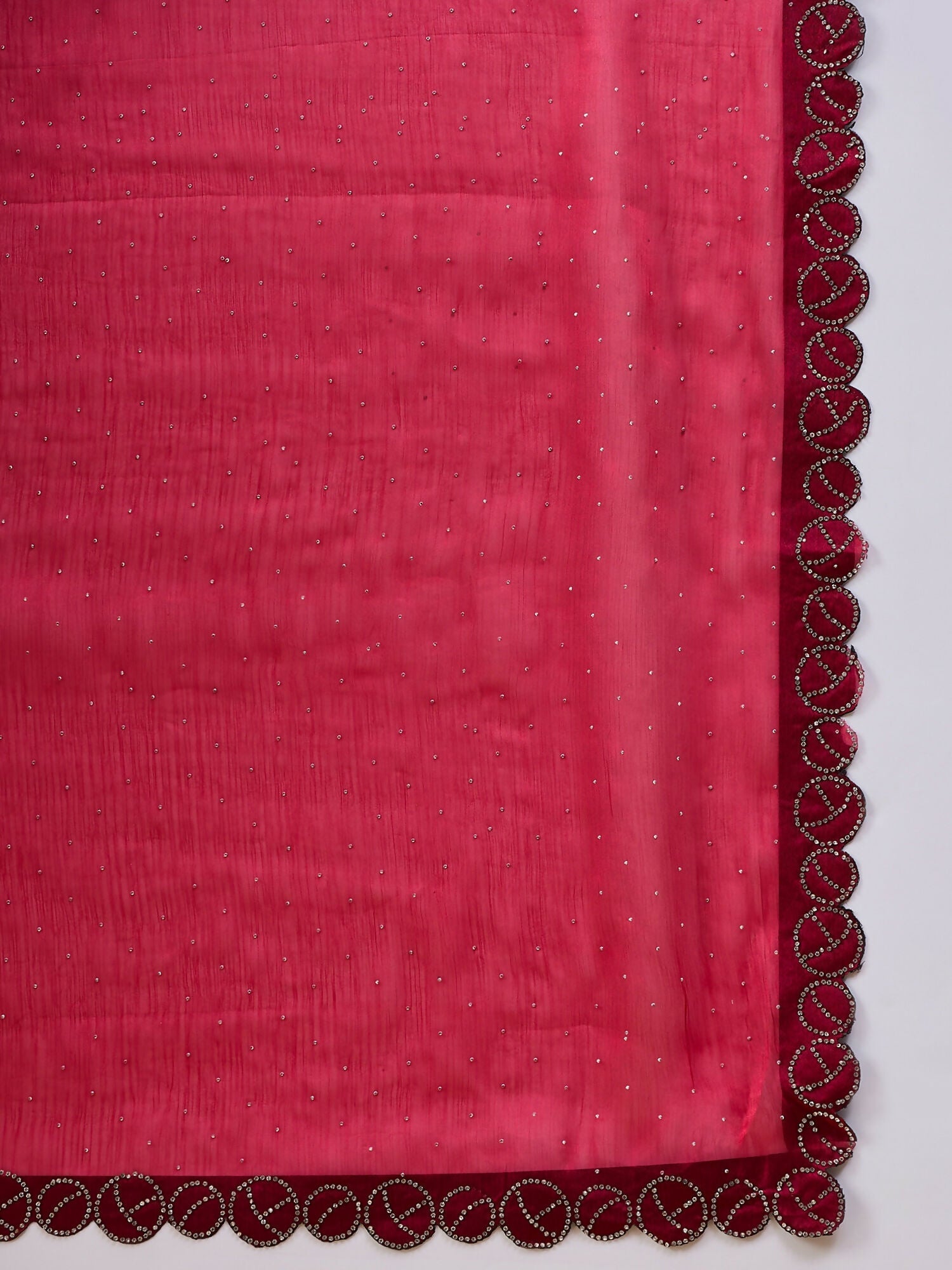 Pink Organza Swaroski Diamond Work Saree with Unstitched Blouse - Radha