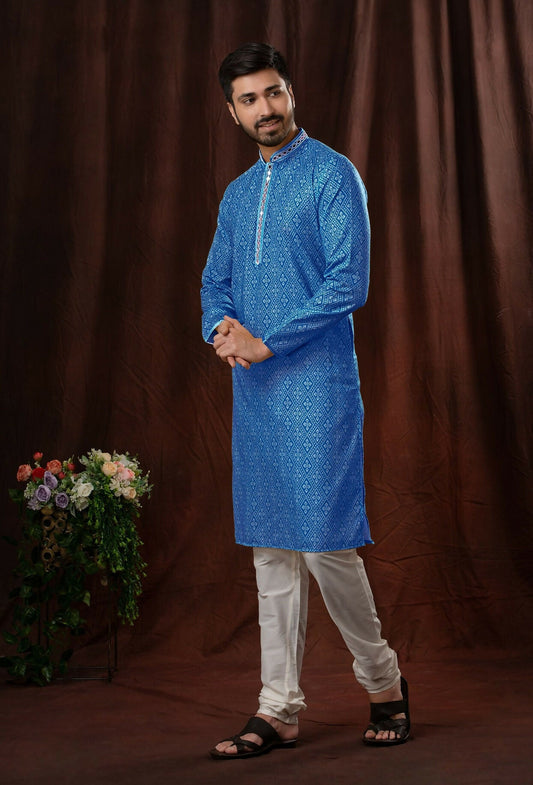 Joban Fashion Blue Art Silk Kurta Pyjama