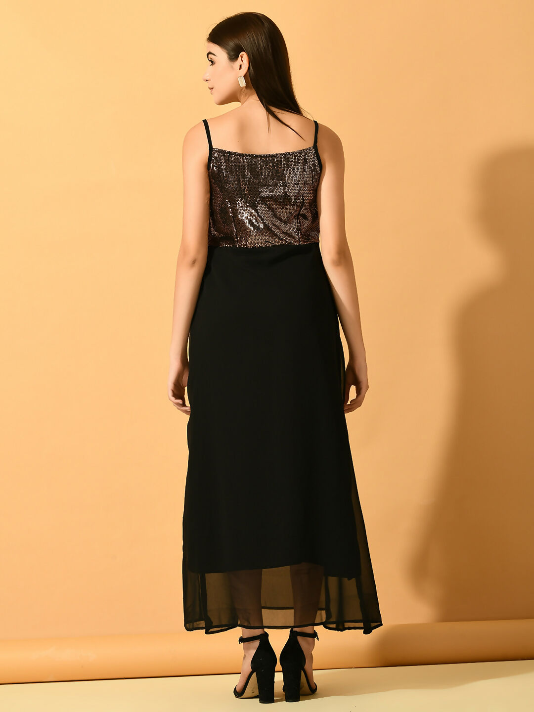 Myshka Women's Black Empire Party Dress