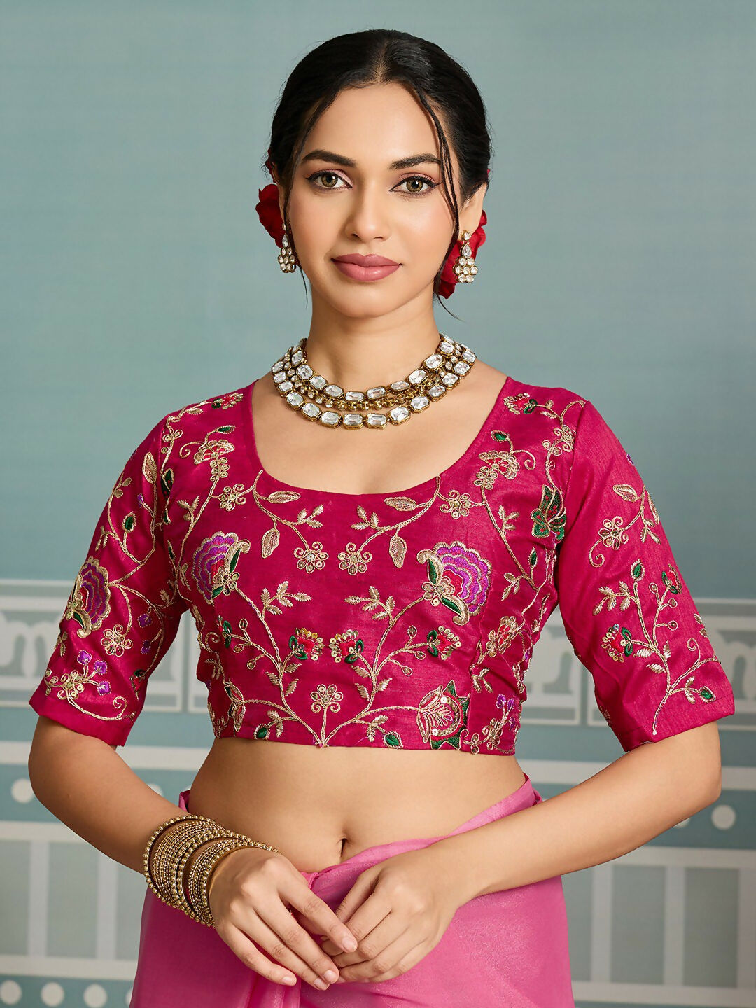 Teeya Creation New Exclusive Wedding Wear Georgette Saree-Pink