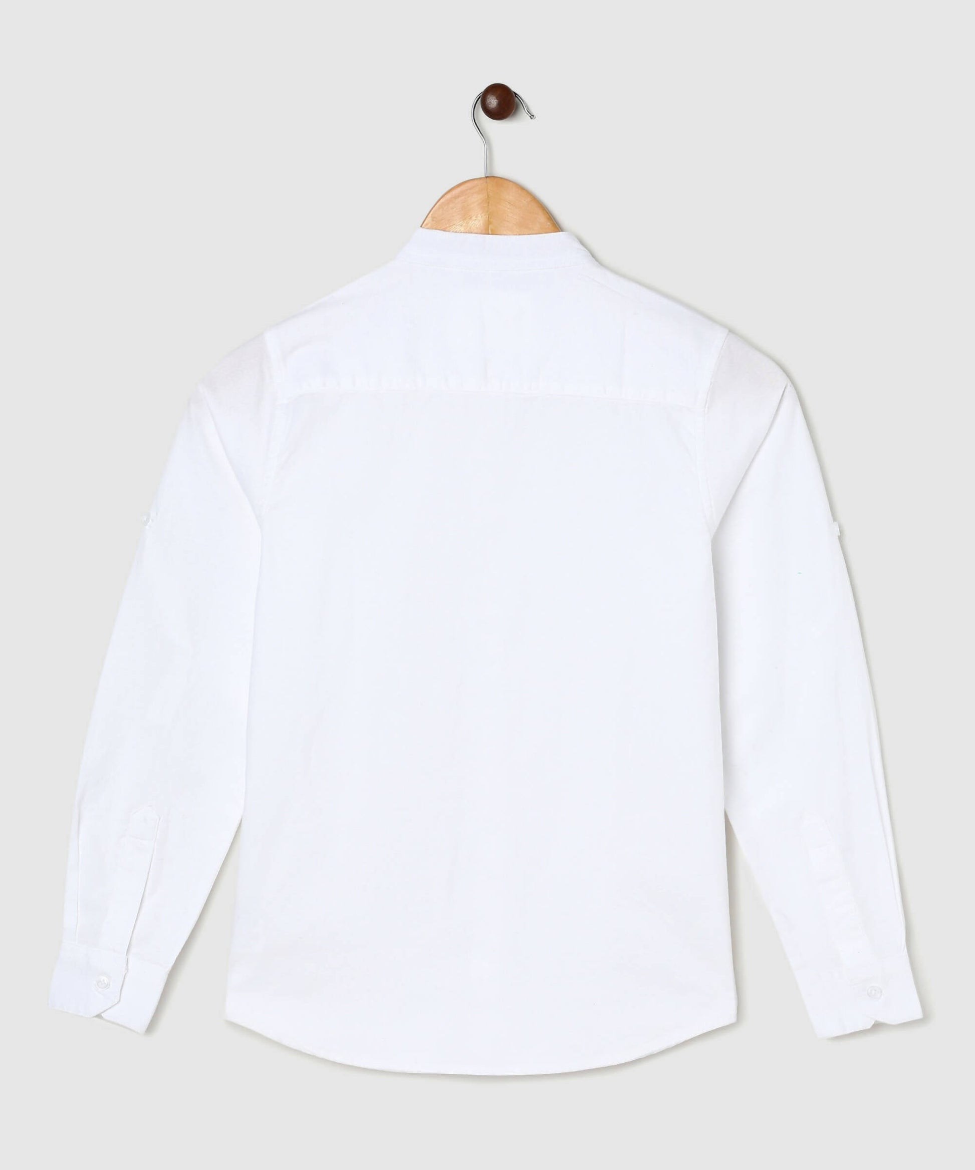 Manet Boys Mandarin Collar Full Sleeves Melange Shirt - White