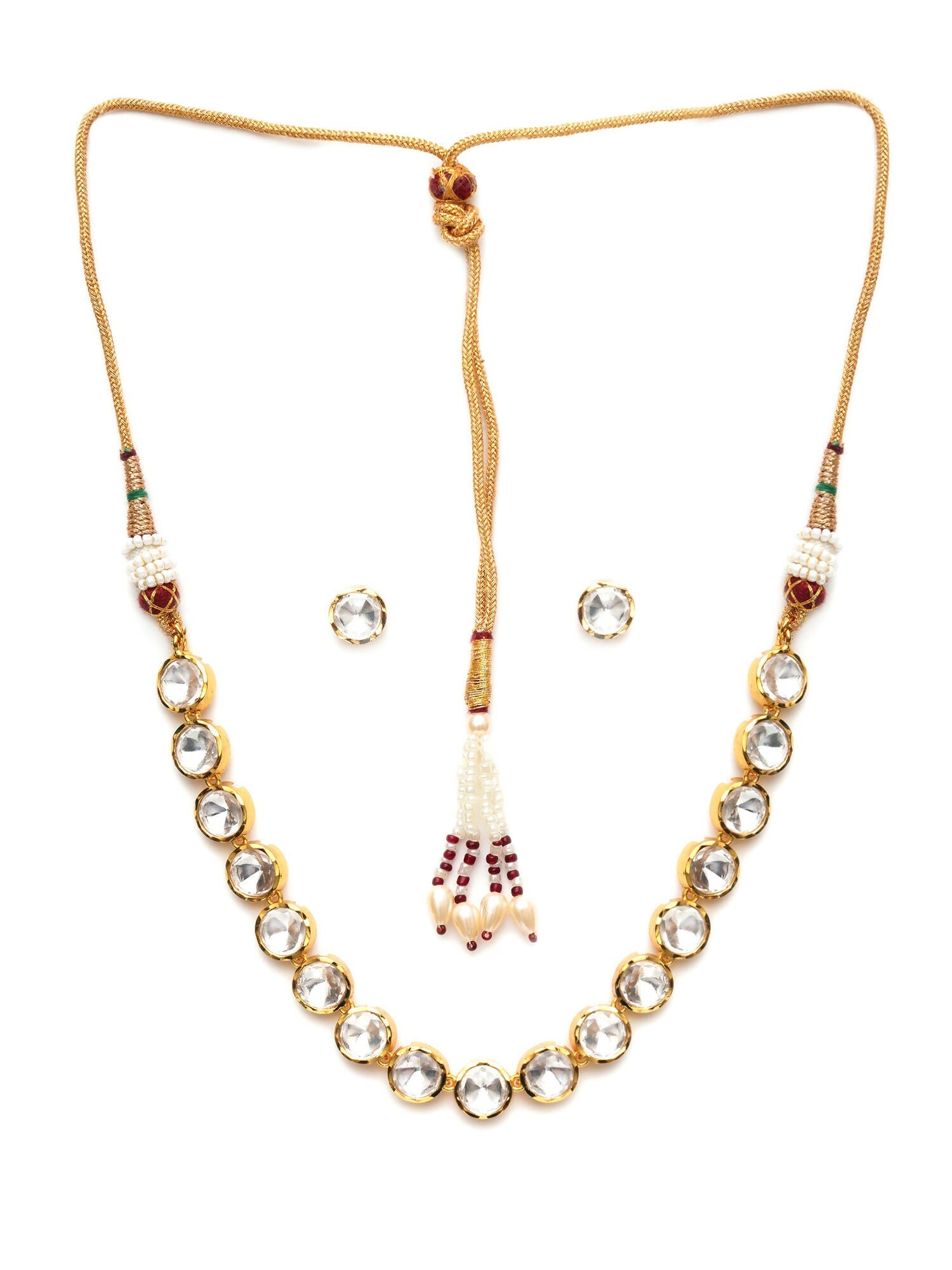 Kundan Choker with Studs Jewellery Set (Gold) - Ruby Raang - Grab2buy