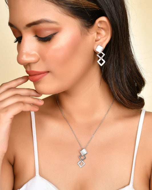 VOJ Stainless Steel Silver Silver Jewellery Set (Pack of 2) - Grab2buy