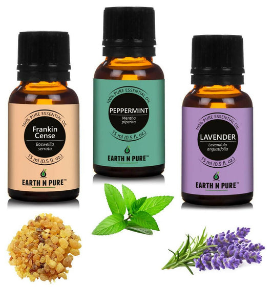 Earth N Pure Essential Oils (Frankincense, Peppermint & Lavender) Combo | Grab2Buy