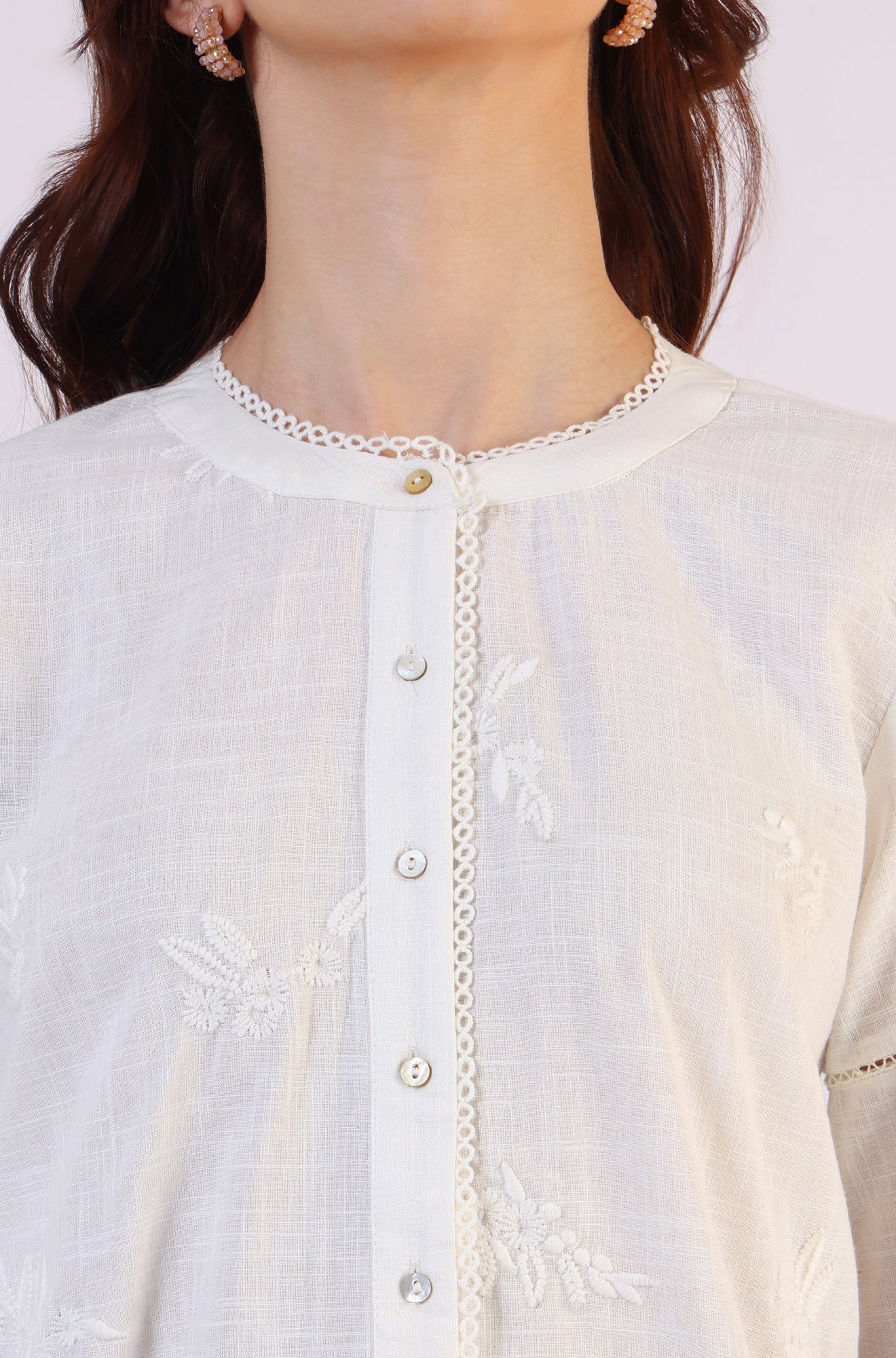 W for Woman White Embroidered Pure Cotton Button Down Shirt  Grab2Buy WforWoman Grab2Buy