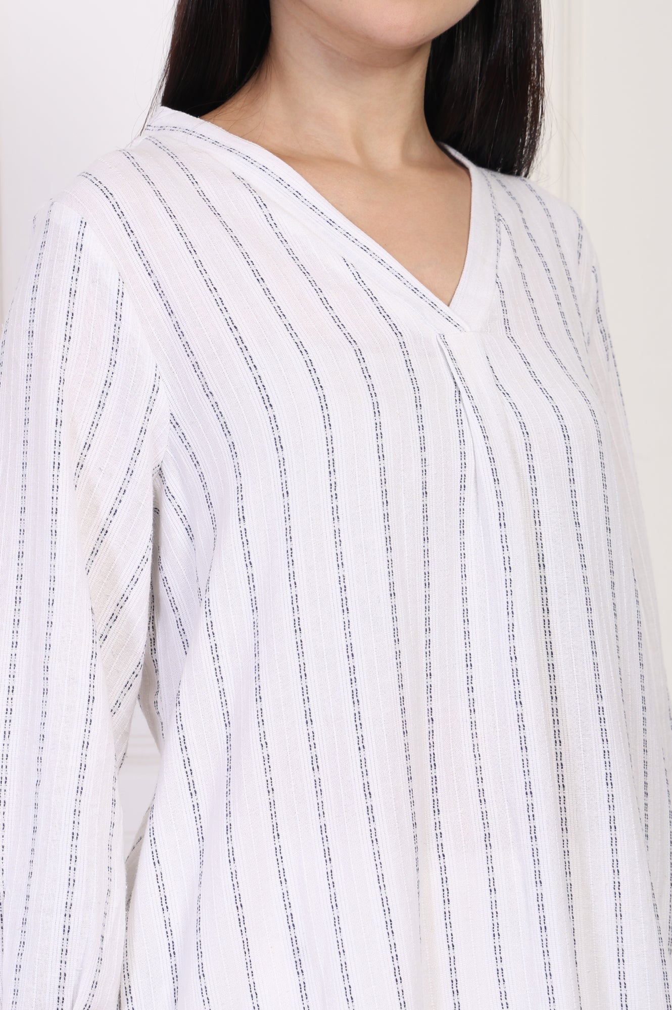 W for Woman White Striped Straight Cotton Tunic  Grab2Buy WforWoman Grab2Buy