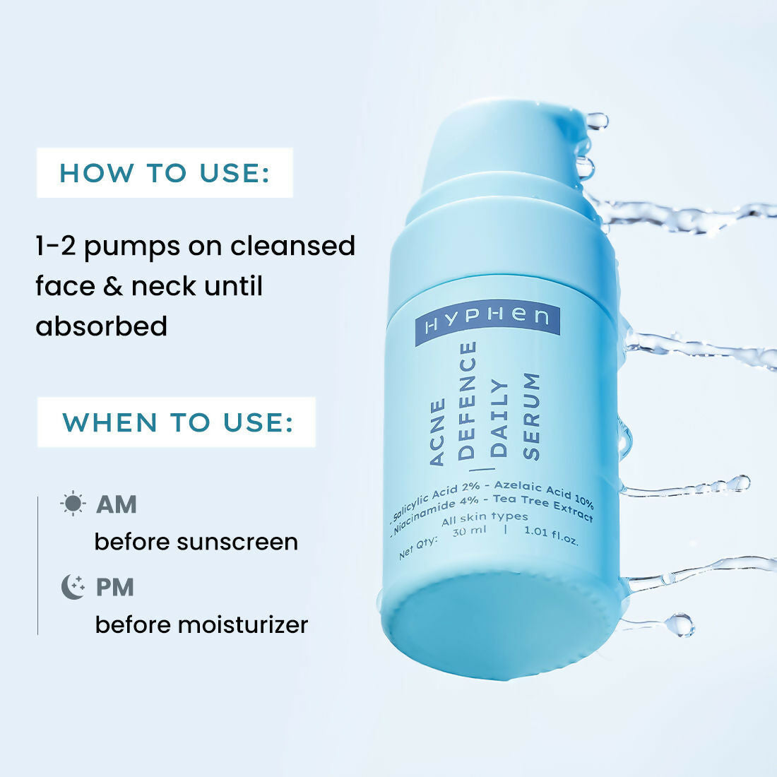 Hyphen By Kriti Sanon Acne Defence Daily Serum With 2% Salicylic Acid For Active Acne & Breakouts 