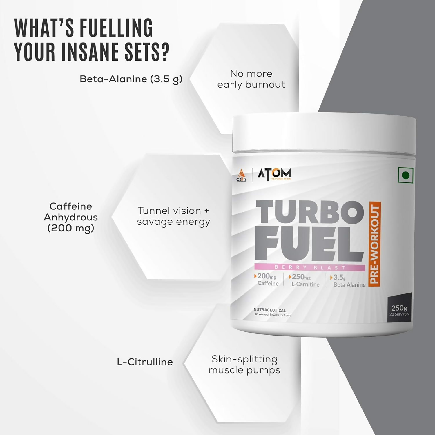 As-It-Is Atom Turbo Fuel Pre-Workout Formula Berry Blast Flavour 