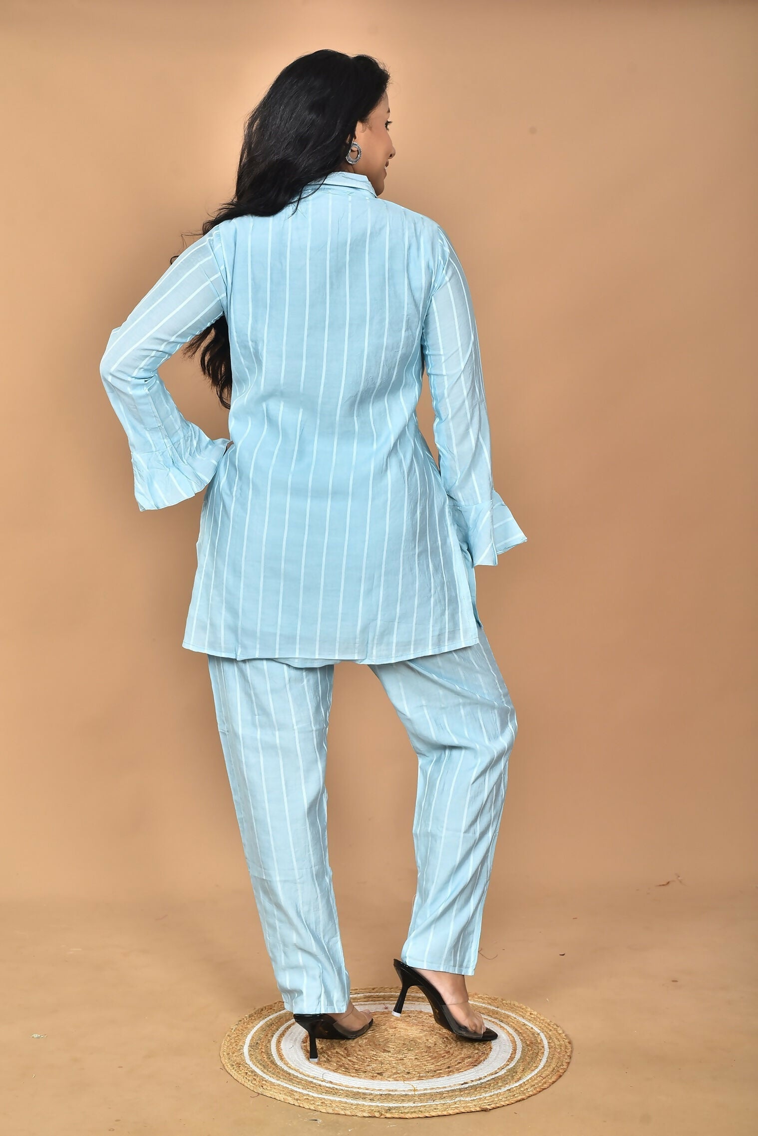 Morchari Women And Hand Embroidery Co-Ords-Sky Blue 