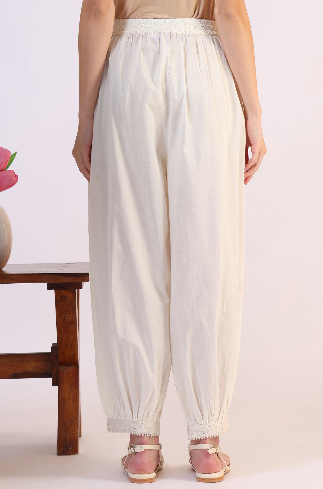 W for Woman Solid Pure Cotton Gathered Salwar
