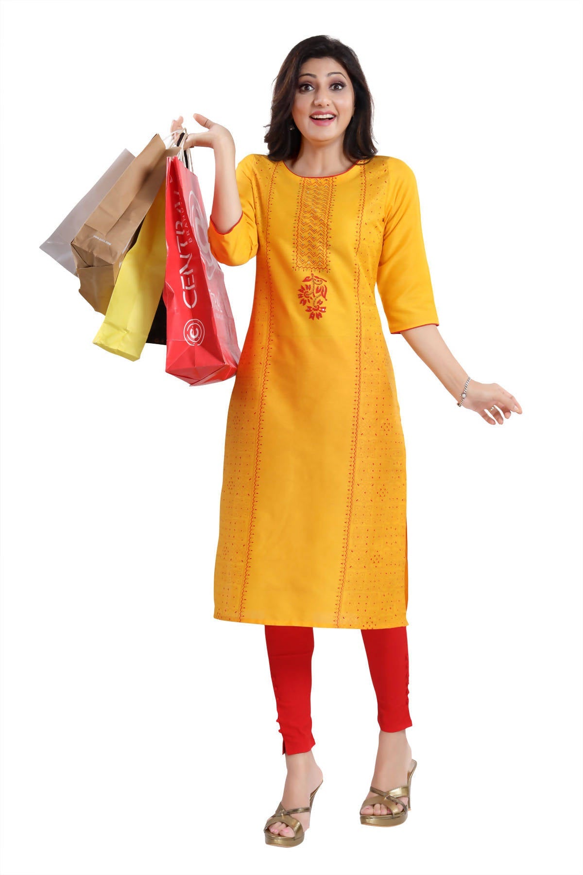 Snehal Creations Cotton Silk Printed Long Kurti With Sequence Highlight
