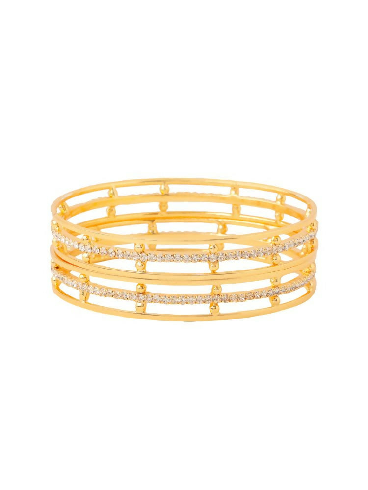 NVR Women Set of 2 Gold-Polished Handcrafted Bangles | Grab2Buy
