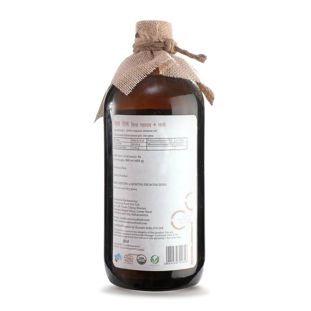 Conscious Food Organic Cold Pressed Sesame Oil 