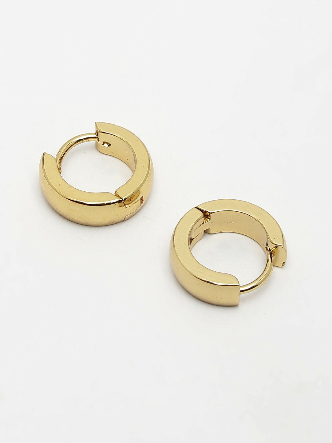 NVR Men's Gold-Polished Stainless Steel Hoop Earrings - Swadesiicart