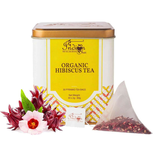 The Indian Chai - Organic Hibiscus Tea 30 Pyramid Tea Bags 