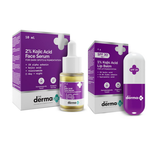 The Derma Co 2% Kojic Acid Face Serum & 1% Kojic Acid Lip Balm  Grab2Buy The Derma Co Grab2Buy