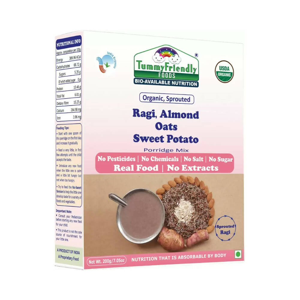TummyFriendly Foods Organic Multi-Grain, and Sprouted Ragi, Oats, Red Lentil, Banana Porridge Mixes Combo - Grab2buy