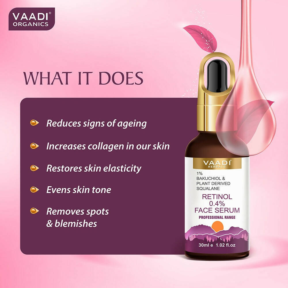 Vaadi Herbals Retinol 0.4% Face Serum With 1% Baluchiol & Plant Derived Squalane  Grab2Buy Vaadi Herbals Grab2Buy