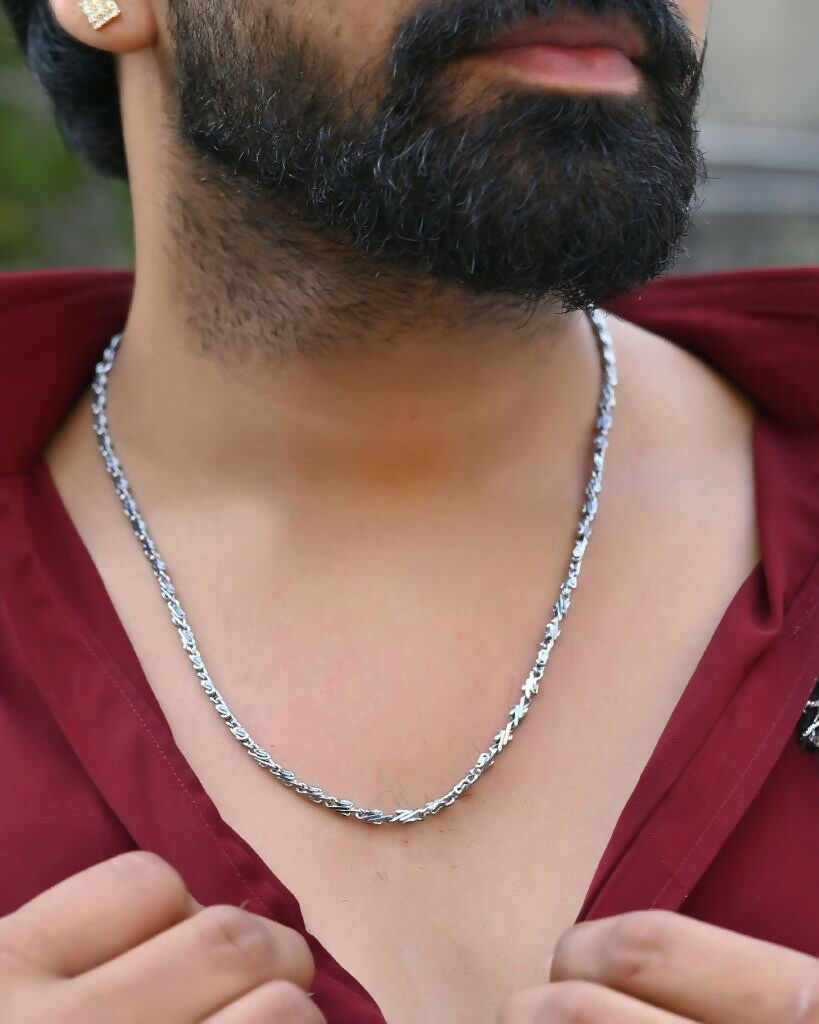 VOJ Silver Plated Designer Chain For Men 