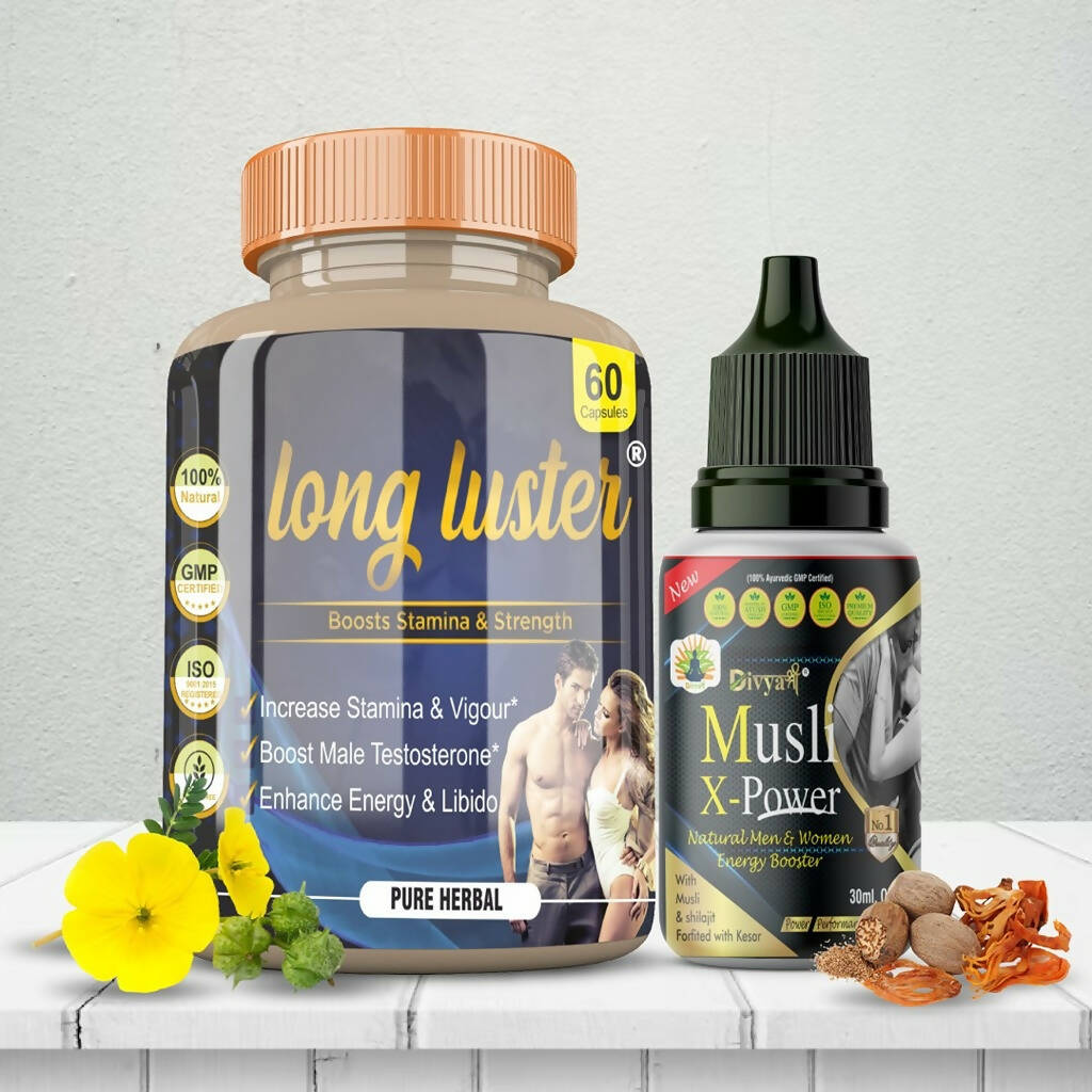 Divya Shree Long Luster Capsule & Musli X-Power Oil Combo - Grab2buy