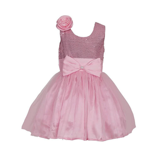 Asmaani Baby Girl's Pink Color Satin Knee Length Frock (AS-DRESS_22030) - Grab2buy