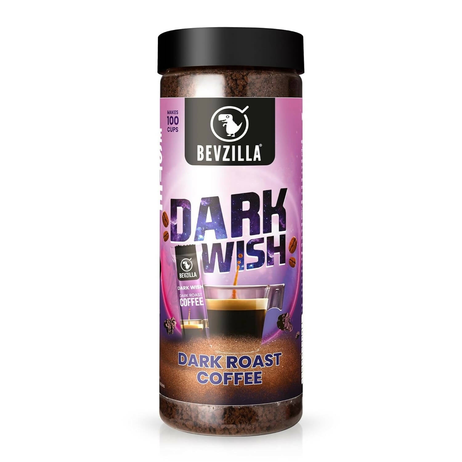 Bevzilla Classic Black Roast Strong Coffee Powder - Dark Wish 