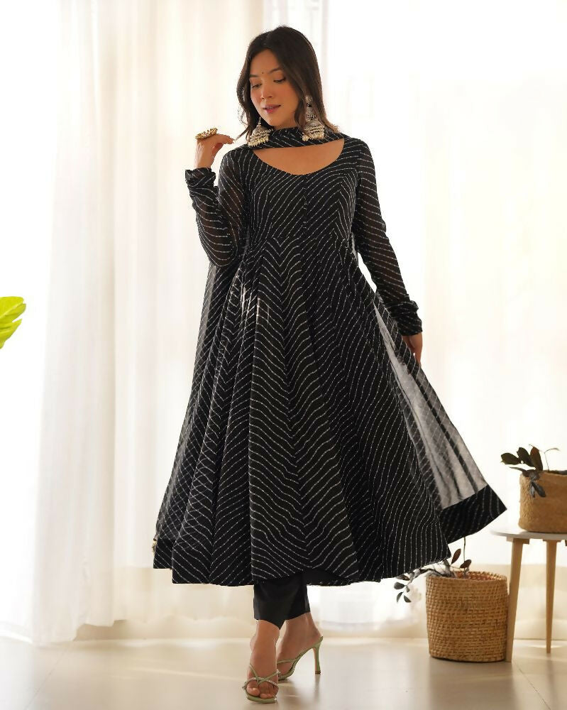 Joban Fashion Black Kurta Set Georgette Sequence Embroidery Work 