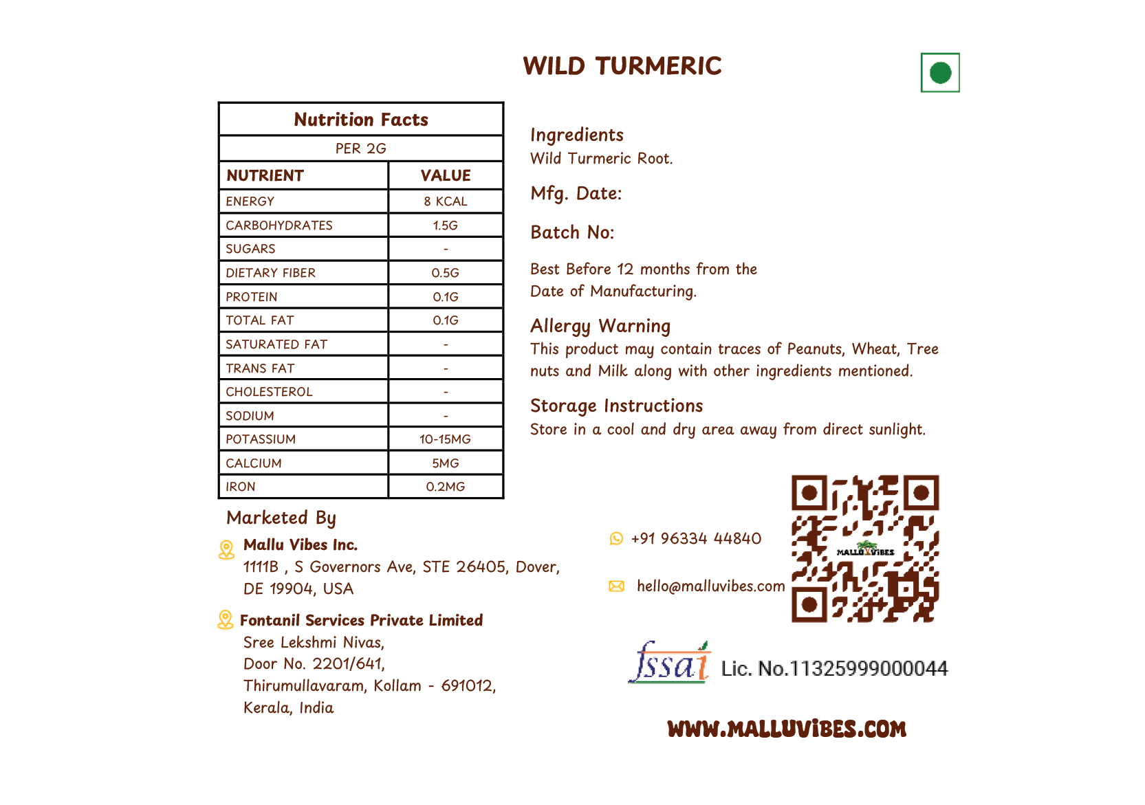 Mallu Vibes Wild Turmeric 