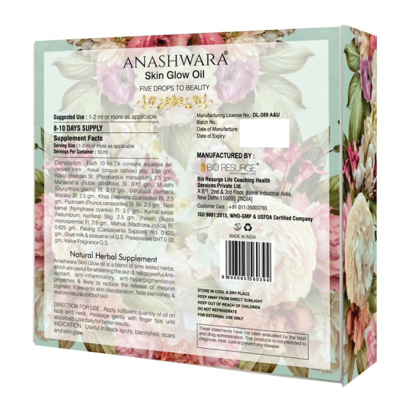 Bio Resurge Life Anashwara Skin Glow Oil 