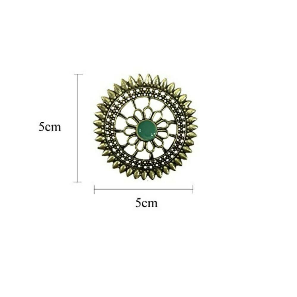 Tiaraa Green Golden Floral Antique Stud Fashion Earrings - Grab2buy