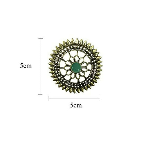 Tiaraa Green Golden Floral Antique Stud Fashion Earrings - Grab2buy