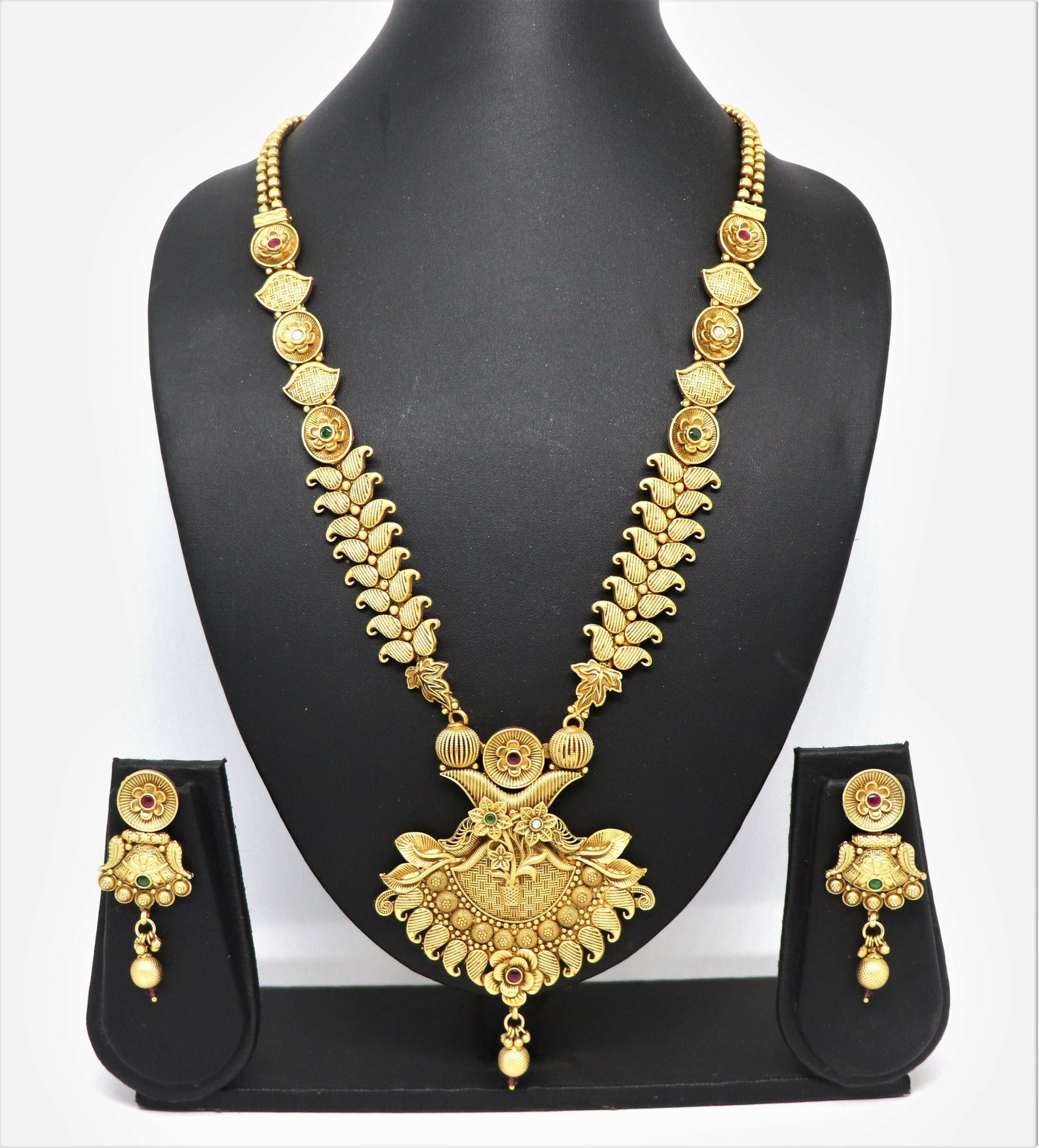 Joban Fashion Mango Design Gold Pure Brass With Rajwadi Polish Necklace Set | Swadesiicart