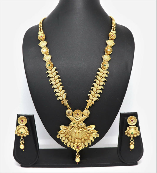 Joban Fashion Mango Design Gold Pure Brass With Rajwadi Polish Necklace Set | Swadesiicart