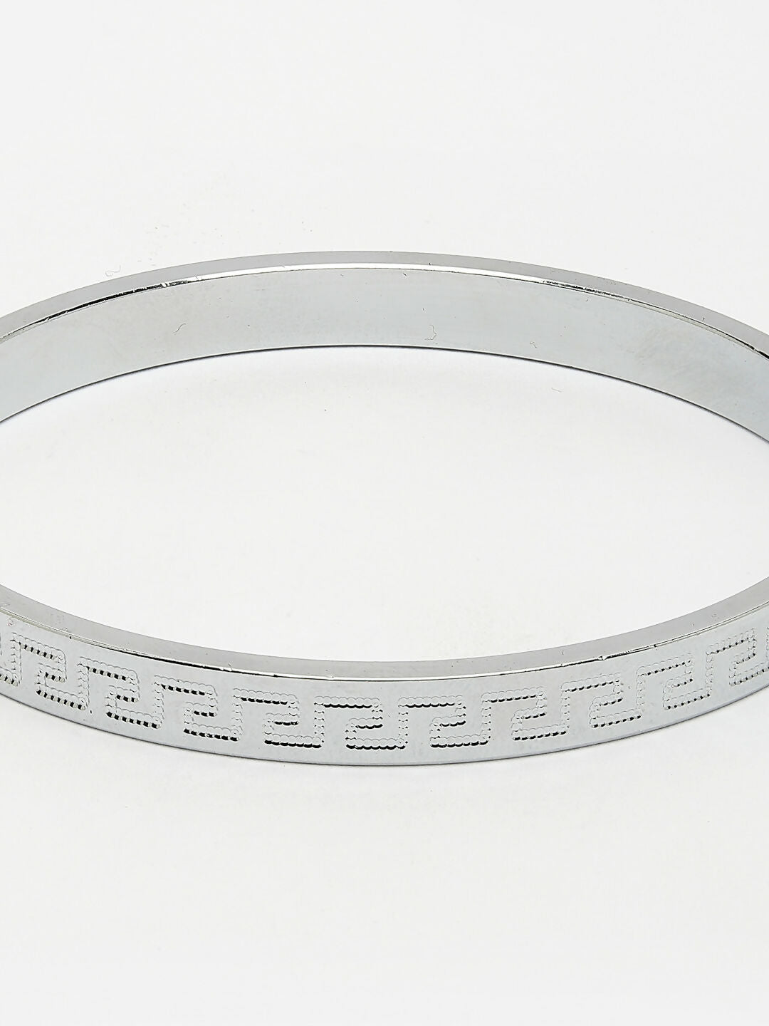 NVR Men's Set of 2 Rhodium-Plated Stainless Steel Kada Bracelet