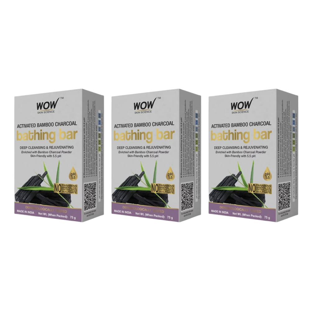 Wow Skin Science Activated Bamboo Charcoal Bathing Bar 