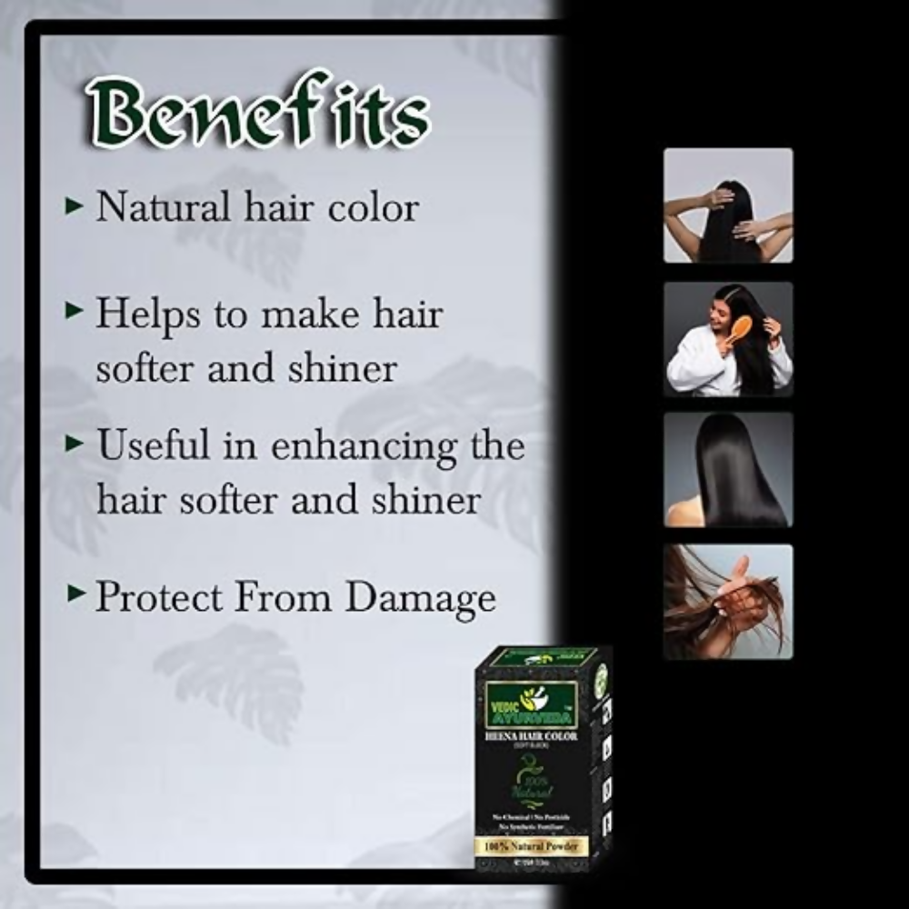 VedicAyurveda Natural Soft Black & Natural No Ammonia Dark Brown Henna Hair Color Powder  Grab2Buy VedicAyurveda Grab2Buy