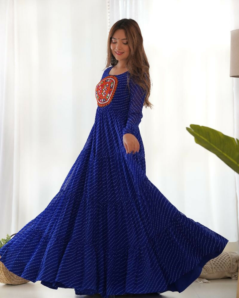 Joban Fashion Royal Blue Kurta Set Chanderi Sequence Embroidery Work | Grab2Buy