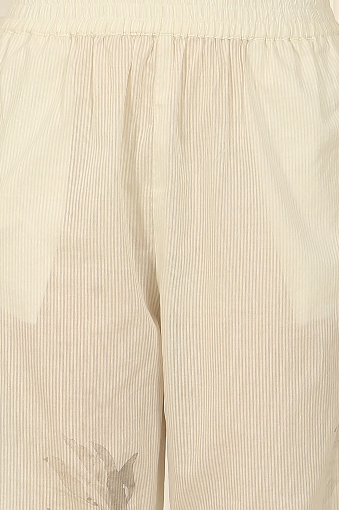W for Woman Off-White Floral Printed Organza Shirt Kurta and Pants Co-ord Set