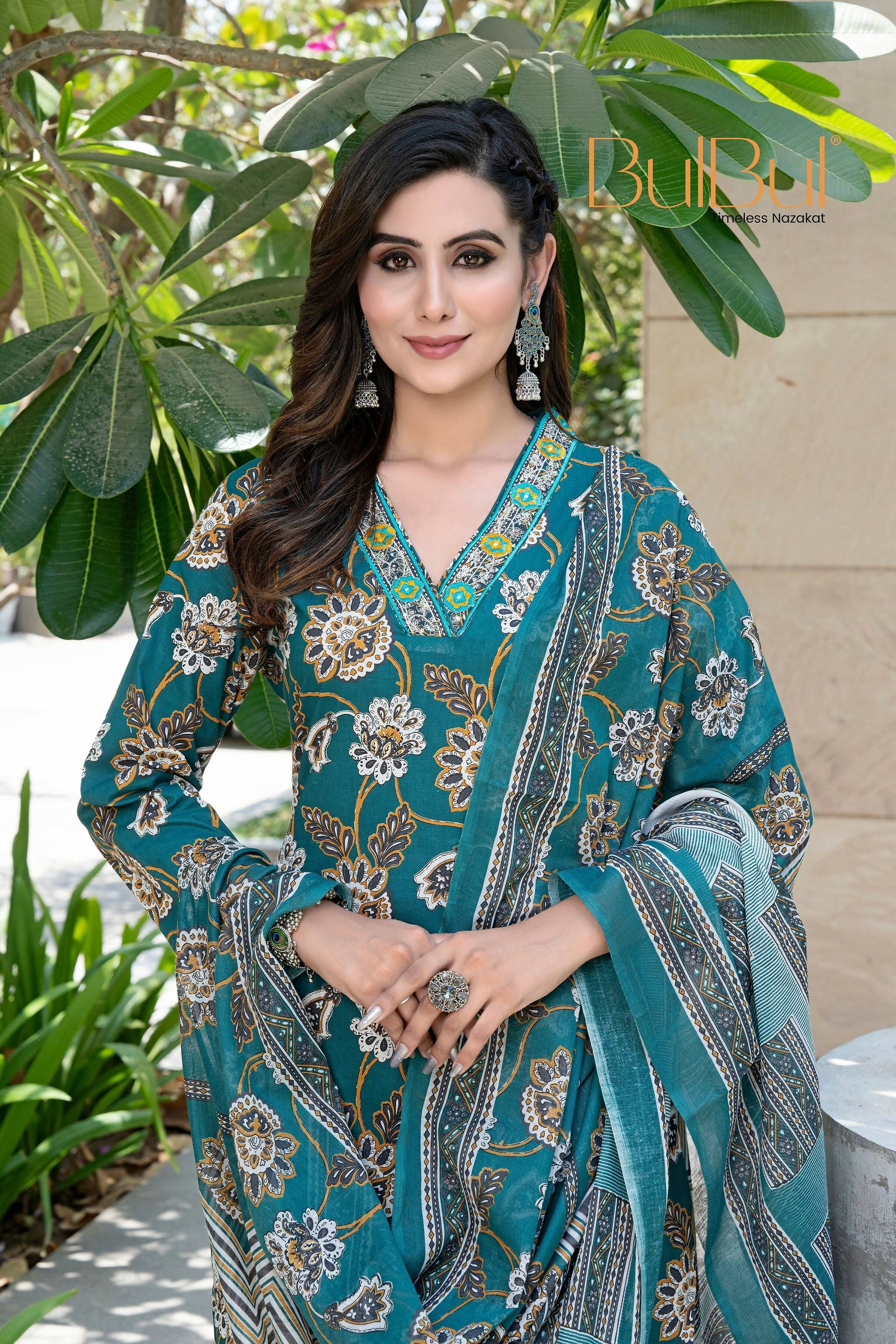 BulBul Fashionista Green Cotton Kurta Set with Dupatta 