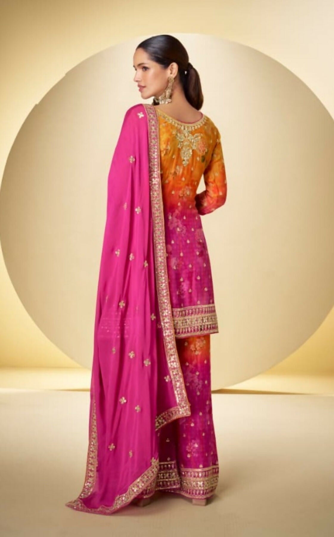 Anaita Pink Chinon Silk Readymade Suit with Sequence Work