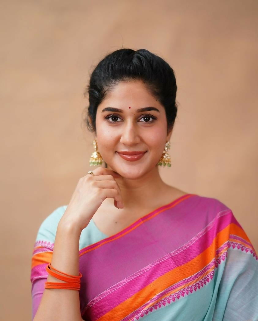 Exclusive Collection Light Blue Beautiful Khadi Cotton Handloom Grab2Buy 