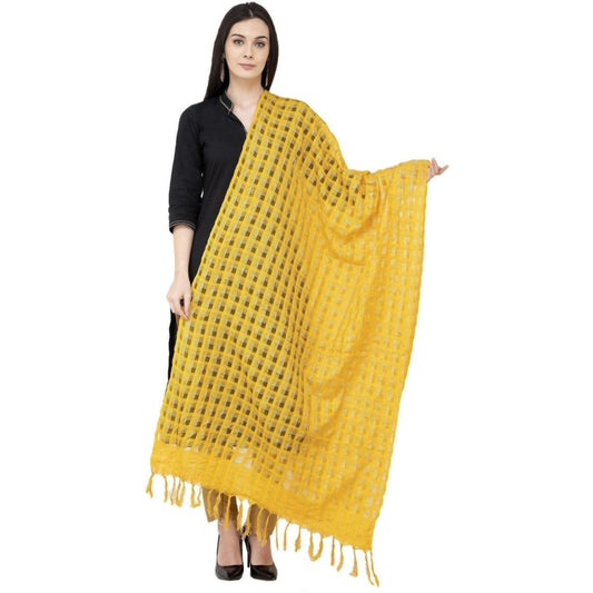A R Silk Golden Box Regular Dupatta Yellow Color Dupatta or Chunni 